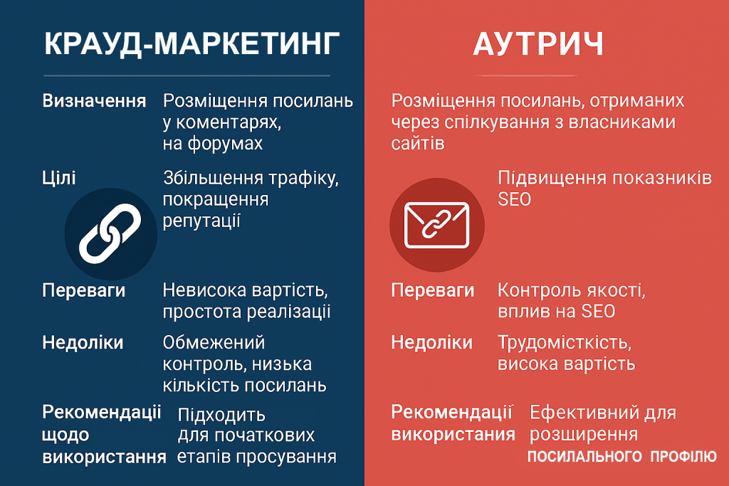 Крауд-посилання: Порівняння крауд і аутрич